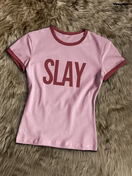 Tishka Винтажная футболка скинни с принтом slay
