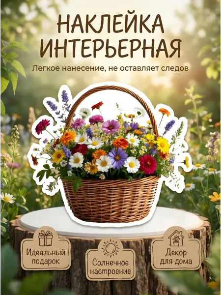 Sticker_Seller178 Наклейки интерьерные Корзина разных цветов