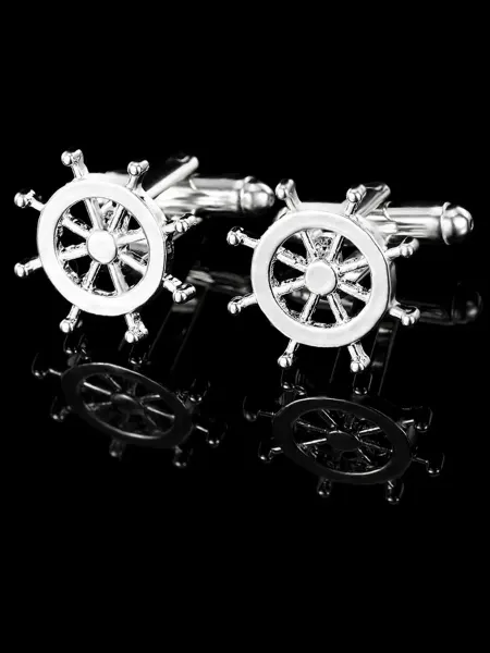 TITAN STYLE Запонки запонки со штурвалами морские серебристый