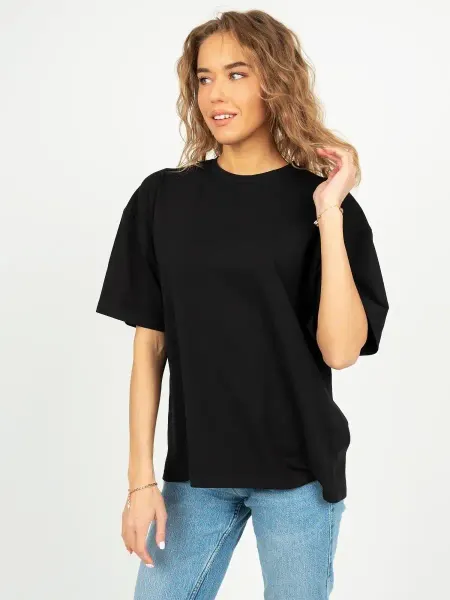 Urban style Футболка черная оверсайз базовая хлопок