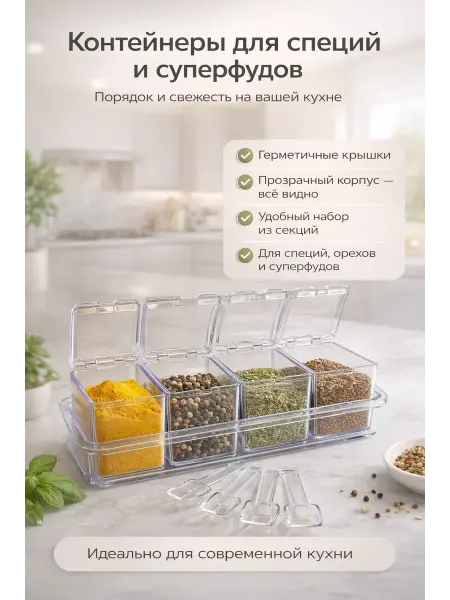 Чертополох Курчавый Контейнеры для специй и суперфудов с крышками набор