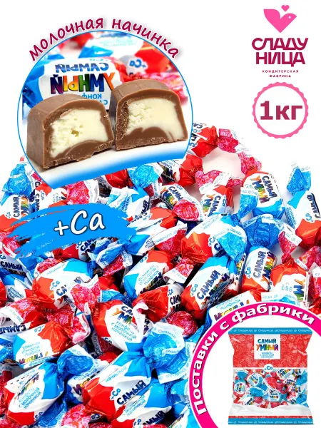Сладуница Конфеты шоколадные Самый Умный 1 кг с молочной начинкой