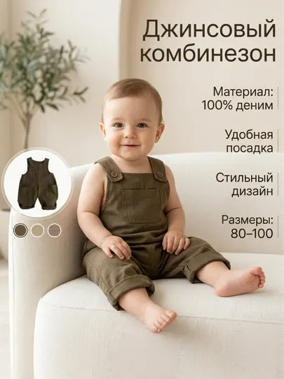 Джинсовый комбинезон для детей (унисекс) весна–лето–осень