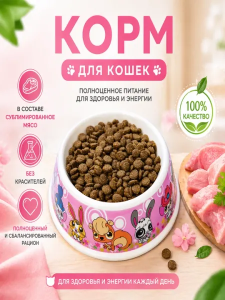 Сухой корм для кошек в составе сублимированное мясо — полноценное питание