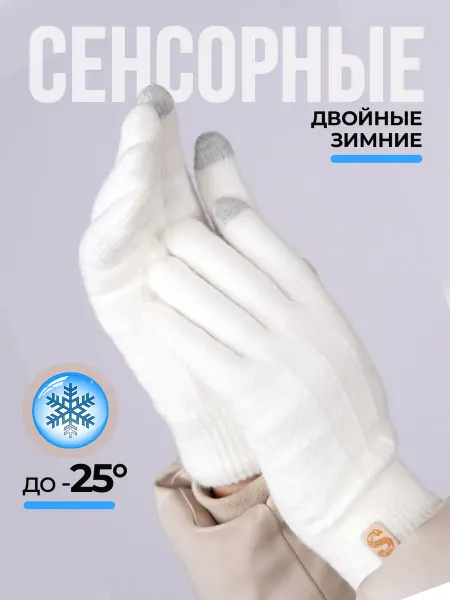 TataAkss Перчатки женские сенсорные зимние двойные