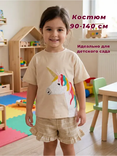 TaTuriki шорты с футболкой костюм летний для девочки в садик