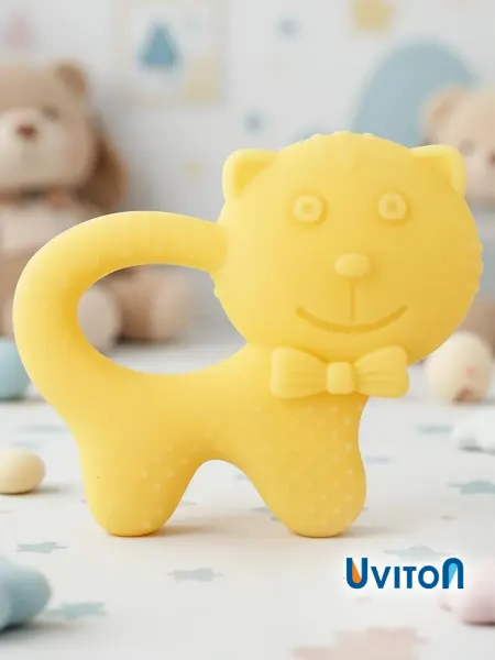 Uviton Силиконовый прорезыватель грызунок для малышей котик
