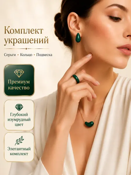 Valzer Комплект украшений "Капля"- серьги, подвеска, кольцо