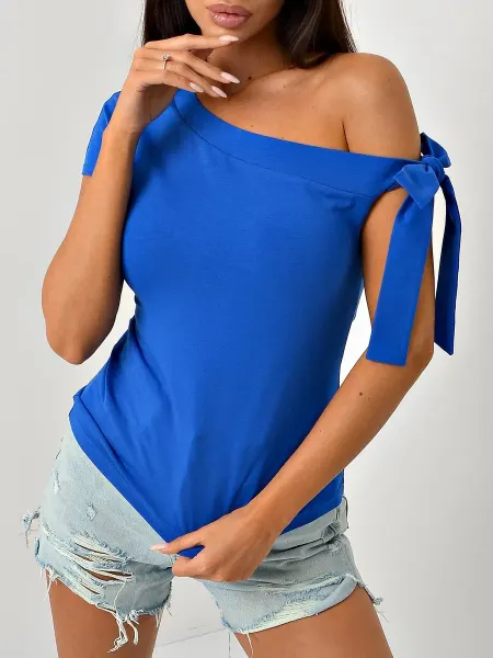 JJ Wear Футболка летняя нарядная с открытым плечом и бантом