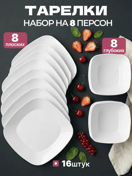 Твоя посуда Набор посуды для кухни тарелки суповые пластиковые многоразо…
