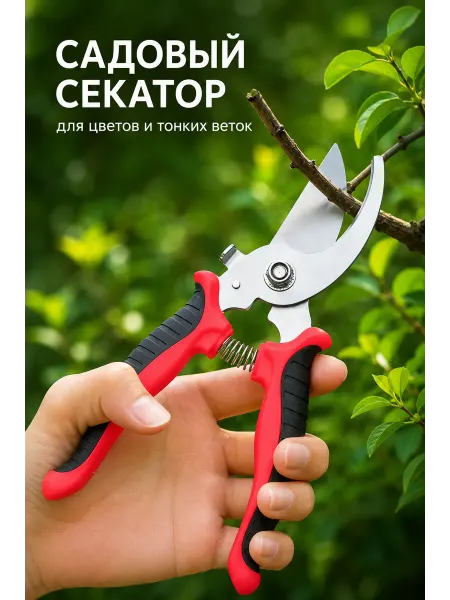 Секатор садовый для веток и цветов с фиксатором