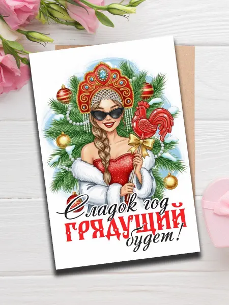 Woodguk Открытка русский стиль новогодняя