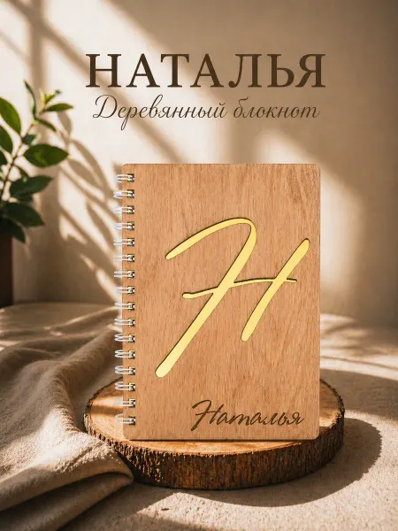 WoodyName Деревянный блокнот с именем Наталья