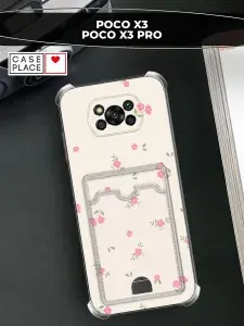 Чехол на Xiaomi Поко X3 / Поко Х3 Про с картой с цветочками