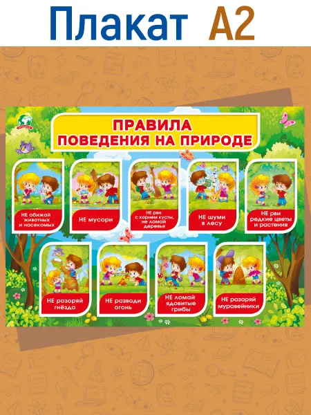 ТМ Мир поздравлений Плакат Правила поведения на природе для школы, А2