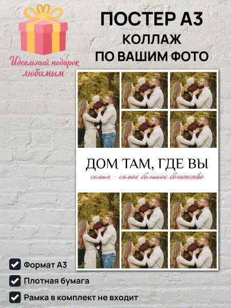 Постер А3 коллаж с вашими фото Семья