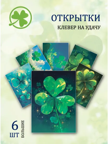 Обнимай словами А6 открытки четырехлистный клевер