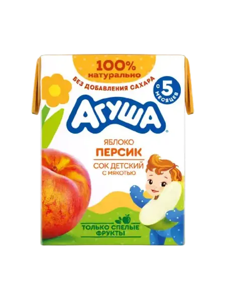 Агуша Сок яблоко персик с мякотью 200мл