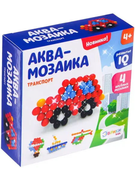 Эврики Детский набор для творчества Аквамозаика "Транспорт"