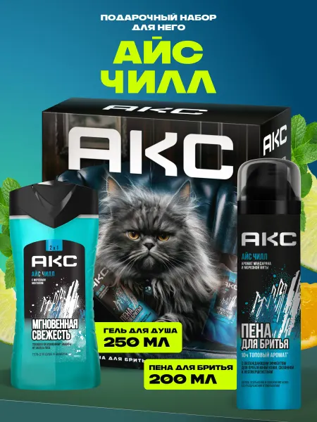 АКС Подарочный набор мужчине гель для душа и пена для бритья 2шт