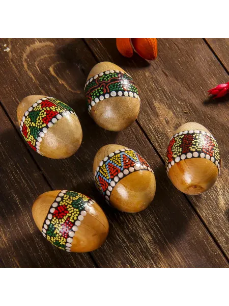 Сималенд Маракас музыкальный Яйцо с узором, цвет микс