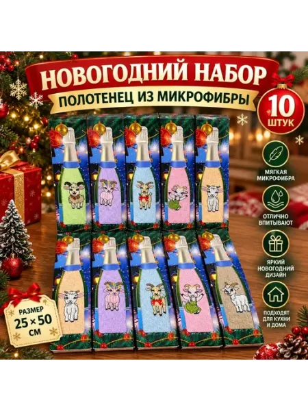 Альбидэй Праздничные кухонные полотенца новогодние 5 штук