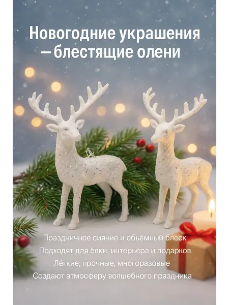 Ананаська2 Олени новогодние подвески на елку 2шт