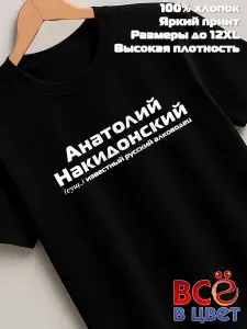 Футболка Всё в цвет Анатолий Накидонский прикол черный хлопок принт