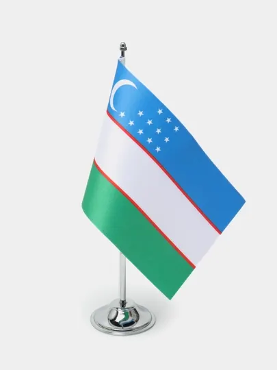 Настольный флаг Республики Узбекистан, с металлической подставкой