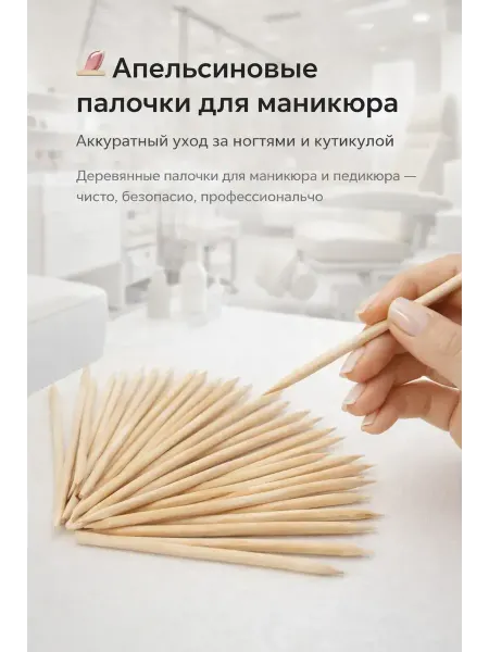 Кан4 Апельсиновые палочки для маникюра 100 шт Палочки для кутикул…