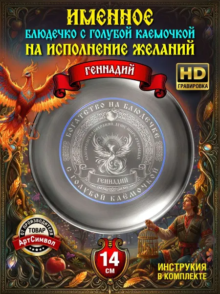 АртСимвол Тарелка именная Геннадий, сувенирная, подарочная