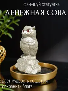 Белая сова на монетах привлекает удачу оберег семьи фен шуй