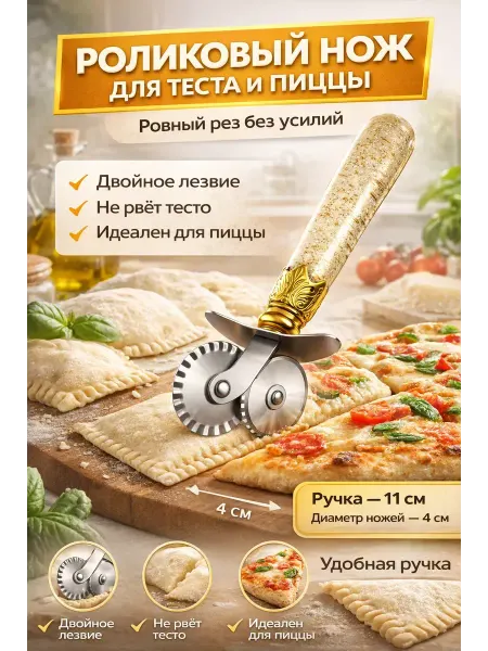 Бакуся Нож для пиццы и теста роликовый