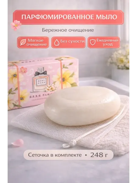 Бакуся3 Подарочное мыло парфюмированное твердое в сеточке