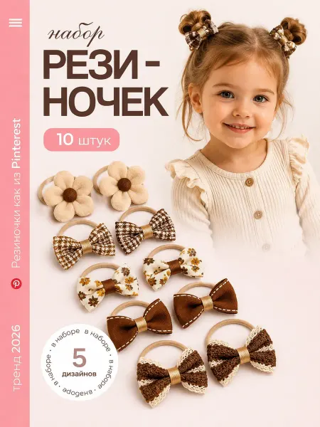 Резинки бантики 10шт в школу и садик