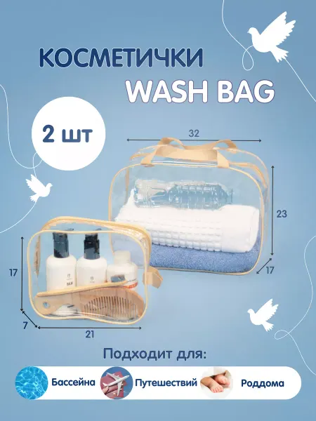 Здравствуй мама Сумка и косметичка прозрачная в бассейн