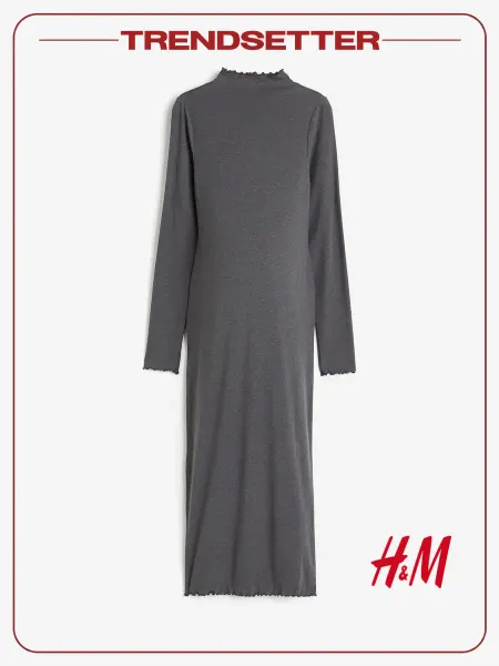 H&M Платье для беременных макси облегающее с длинным рукавом
