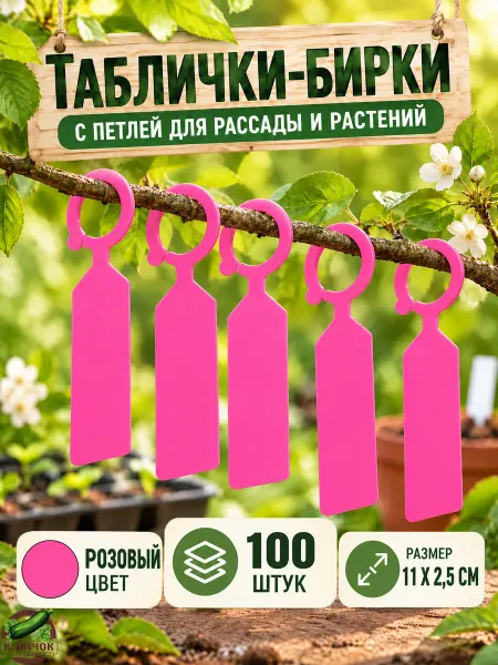 Агрофирма Кабачок Таблички-бирки для рассады и растений с петлей - 100 шт