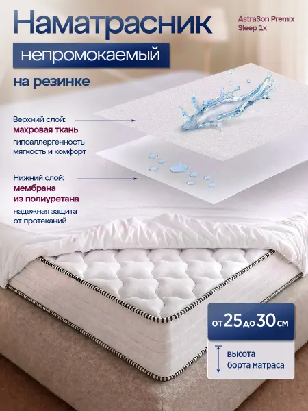 Наматрасник непромокаемый на резинке с бортами
