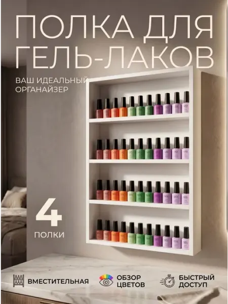 Мигпрайм Полка-подставка для гель лаков маникюрная настенная