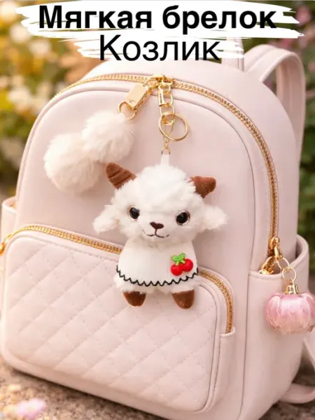 Брелок на ключи сумку мягкая игрушка козочка