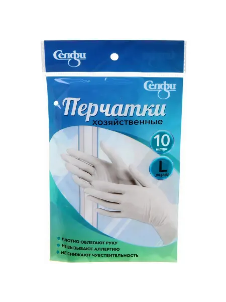 Нет бренда Хозяйственные перчатки ПВХ L белые