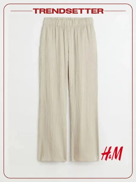 H&M Брюки прямые с высокой посадкой на резинке легкие