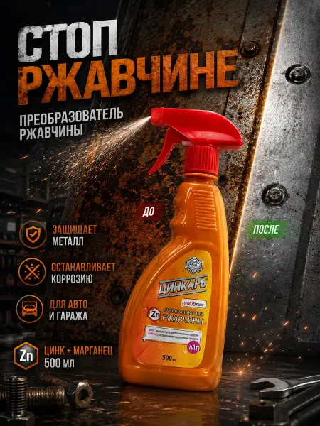 Элька09шоп Преобразователь ржавчины с цинком спрей для металла 500 мл