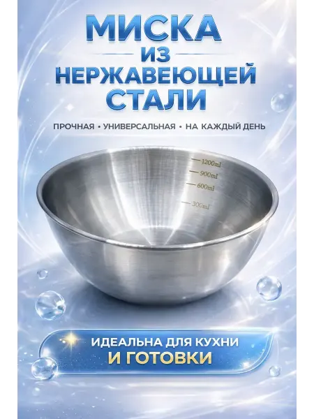 ШИКУ1 Миска из нержавеющей стали для кухни с мерной шкалой