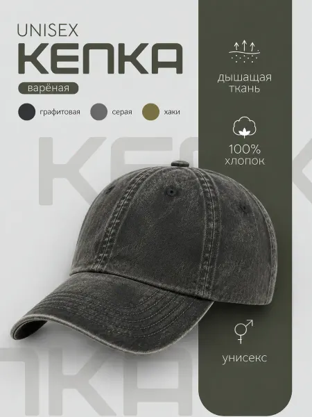 ТРЕНД СИГН Кепка-бейсболка, варённая, унисекс хлопковая регулируемая