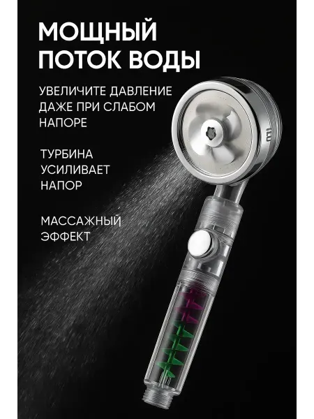 ЛИЛОК Лейка массажная для душа с вентилятором энергосберегающая