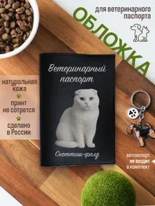 Обложка на ветеринарный паспорт для кошек Скоттиш-фолд