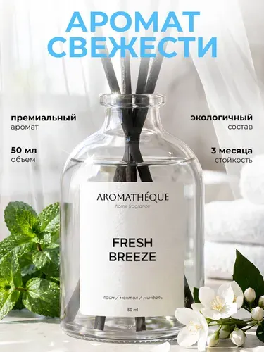Диффузор для дома с палочками "Свежесть ветра" 50мл/Диффузор для дома