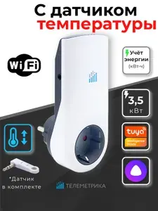 Телеметрика Т80is умная розетка с датчиком температуры и контролем потребления, с Алисой
